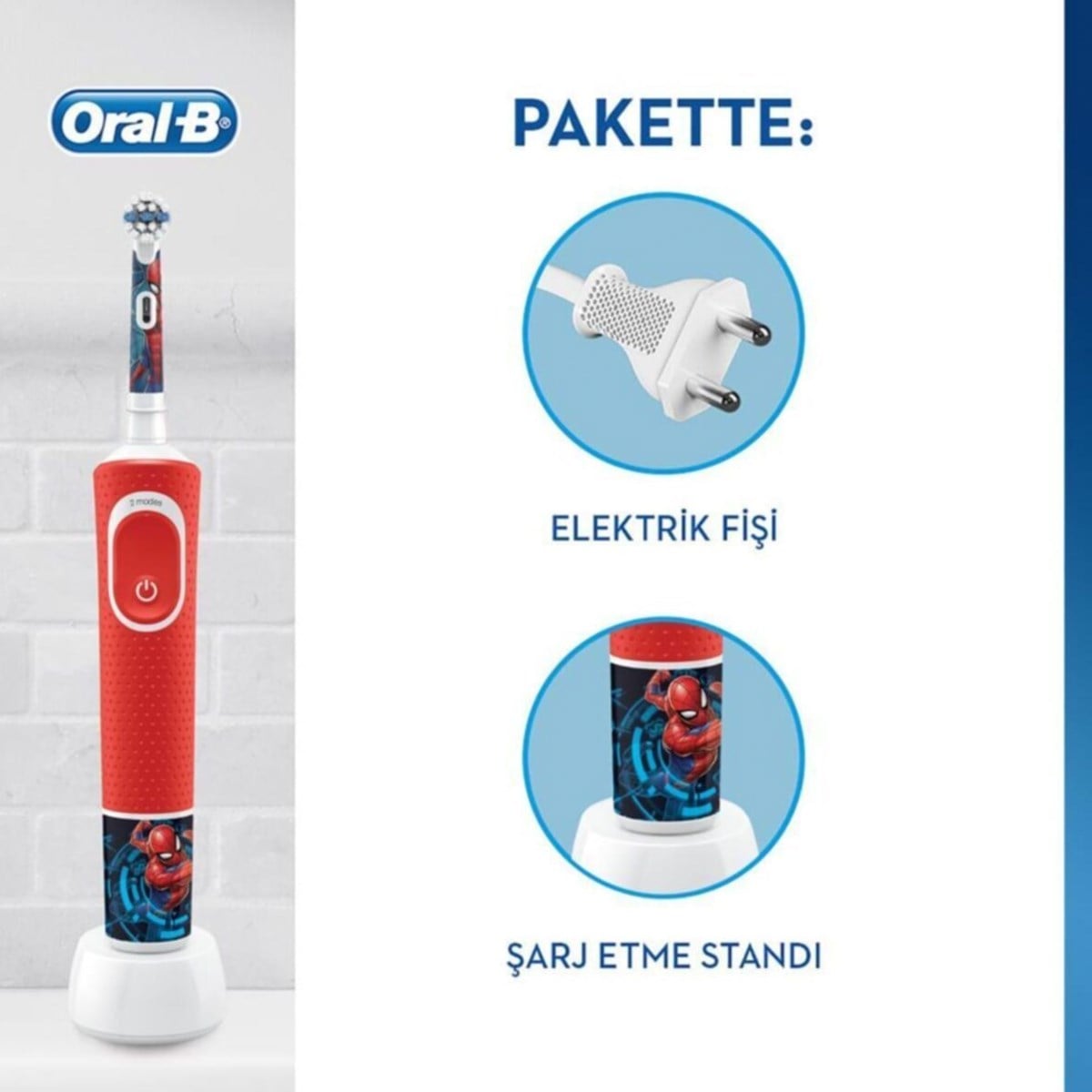 Oral-B Şarjlı Vitality D100 Çocuk Spiderman