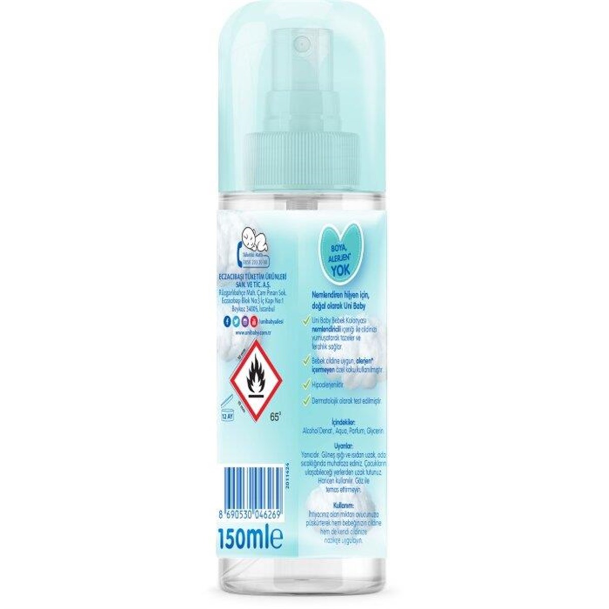 Uni Baby Bebek Kolonyası  Bebeksi Kokular 150 Ml