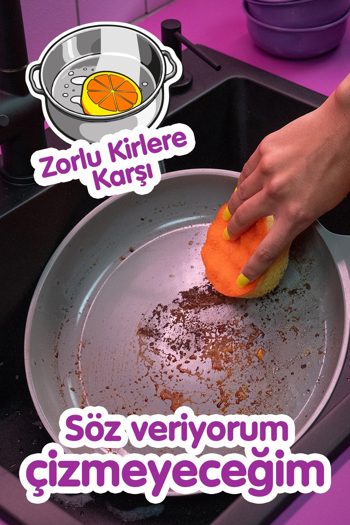 Vileda Punch Portakal Kokulu Çizmez Sünger