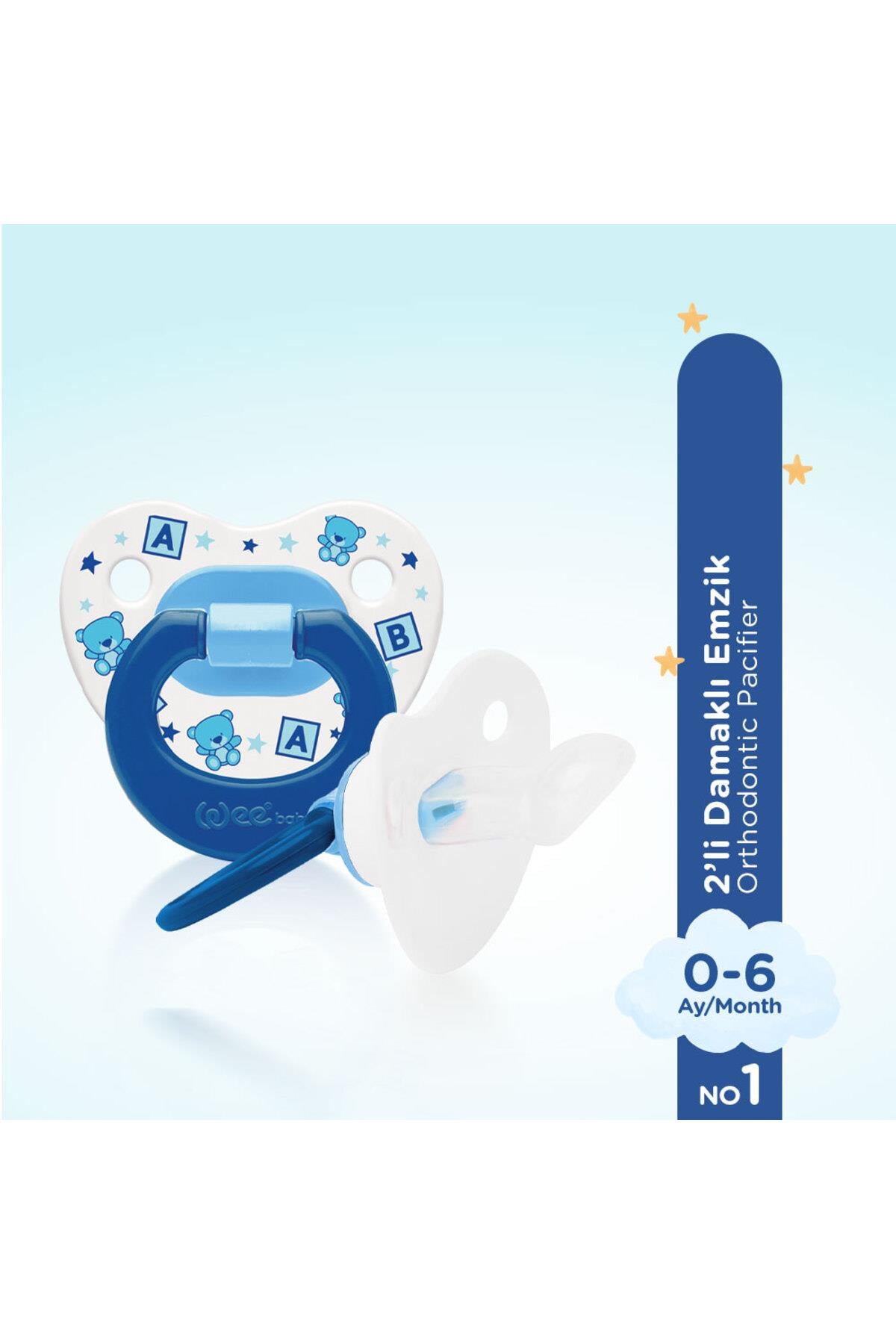 Wee Baby 2'li Damaklı Emzik No:1 0-6 ay Mavi