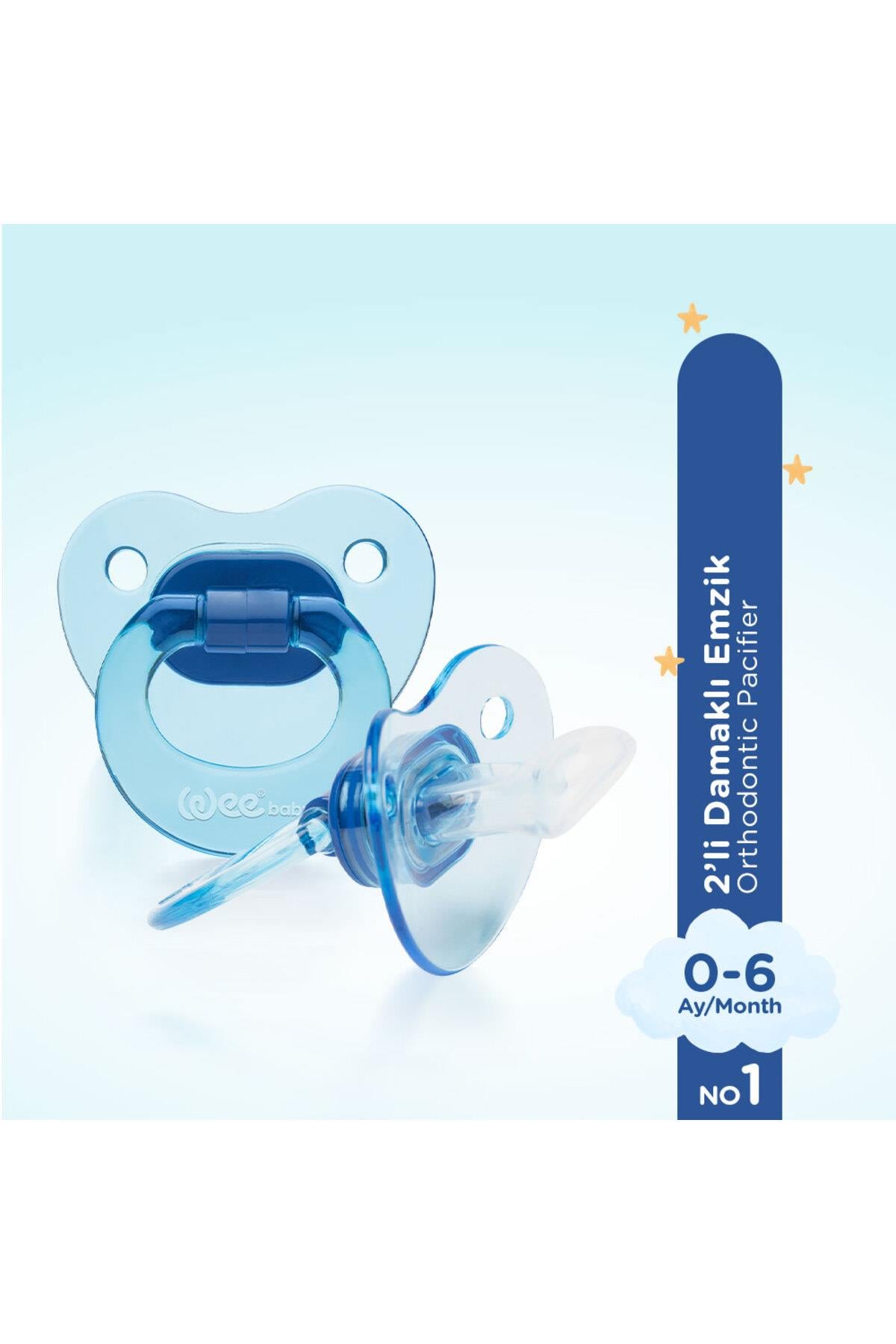 Wee Baby 2'li Damaklı Emzik No:1 0-6 ay Mavi
