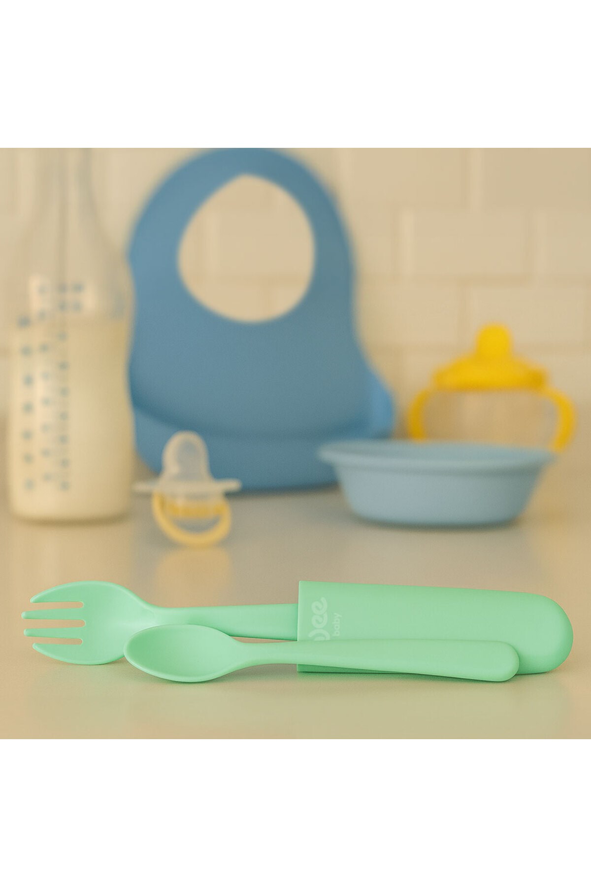 Wee Baby Çatal Kaşık Saklama Kabı Yeşil