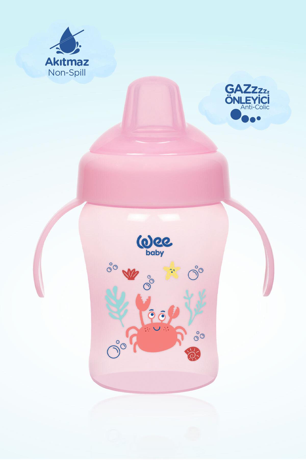 Wee Baby Colorful Akıtmaz Kulplu Bardak 240 Ml Pembe