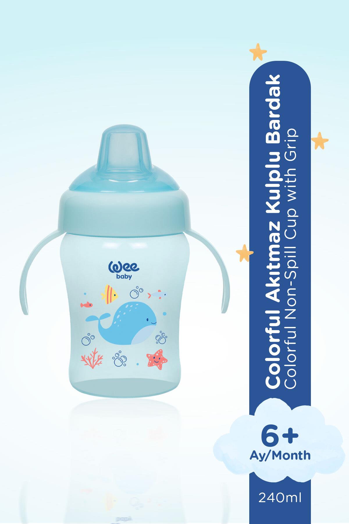 Wee Baby Colorful Akıtmaz Kulplu Bardak 240 Ml Mavi