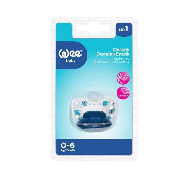 Wee Baby Desenli Damaklı Emzik No:1 0-6 ay Mavi