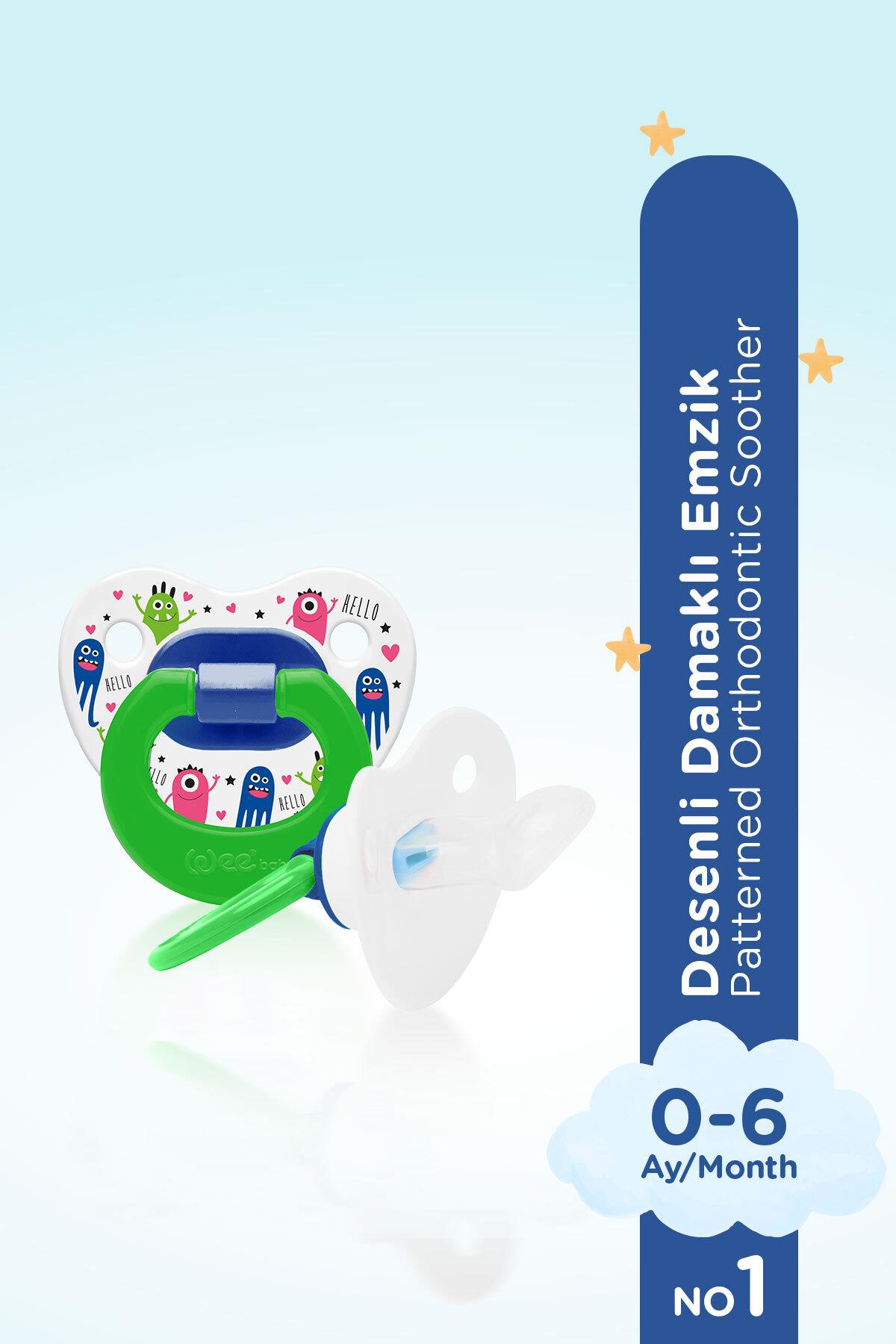 Wee Baby Desenli Damaklı Emzik No:1 0-6 ay Yeşil