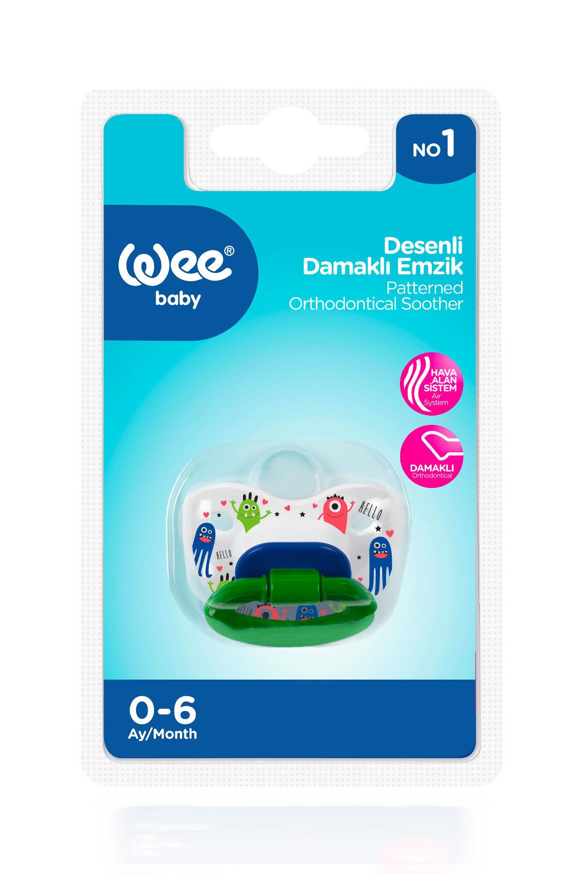 Wee Baby Desenli Damaklı Emzik No:1 0-6 ay Yeşil