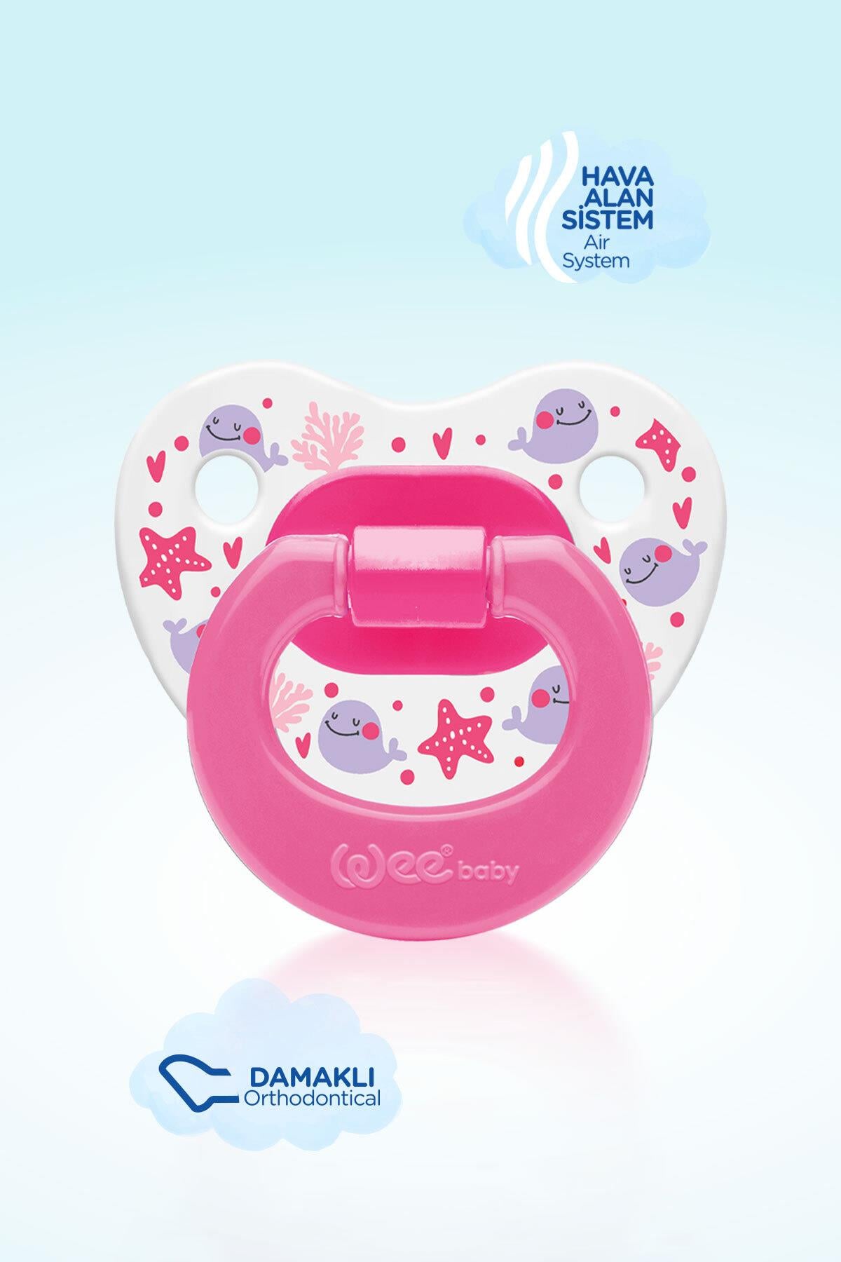 Wee Baby Desenli Damaklı Emzik No:1 0-6 ay Pembe