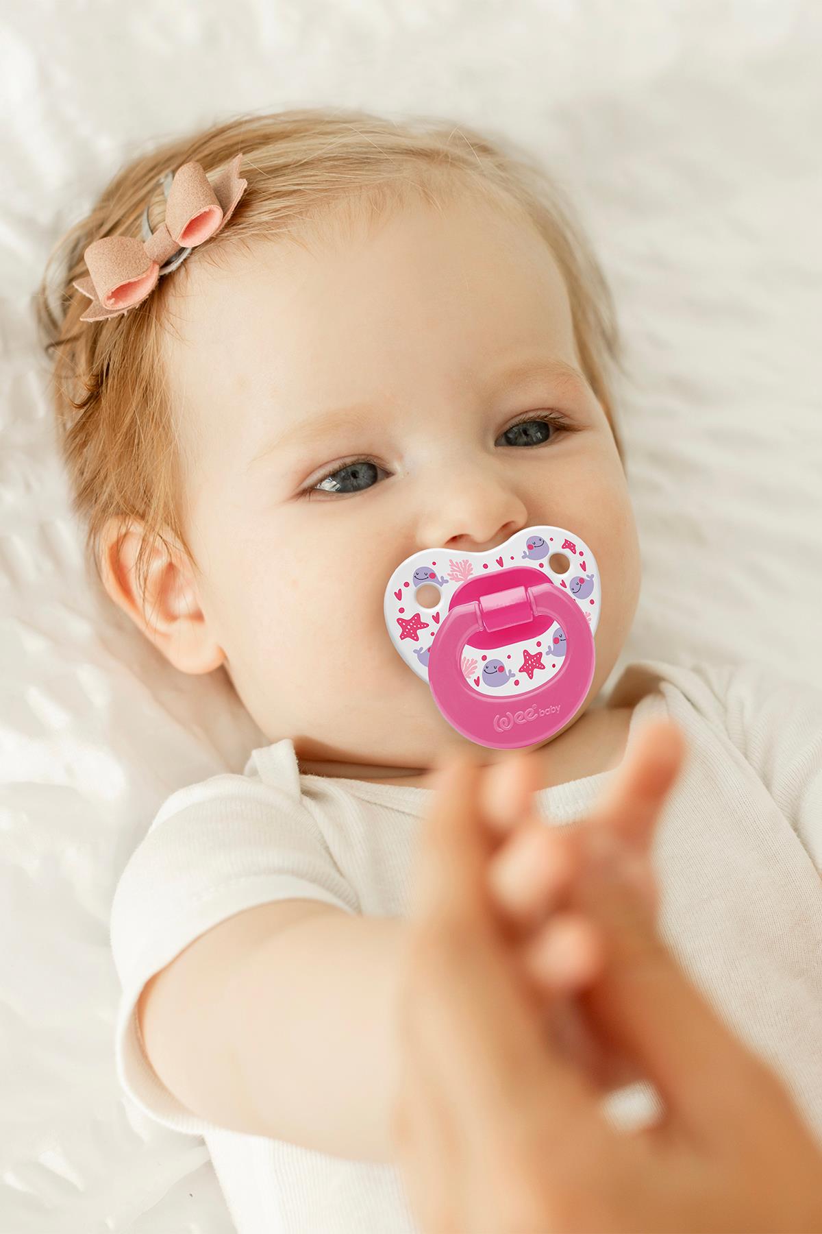 Wee Baby Desenli Damaklı Emzik No:1 0-6 ay Pembe