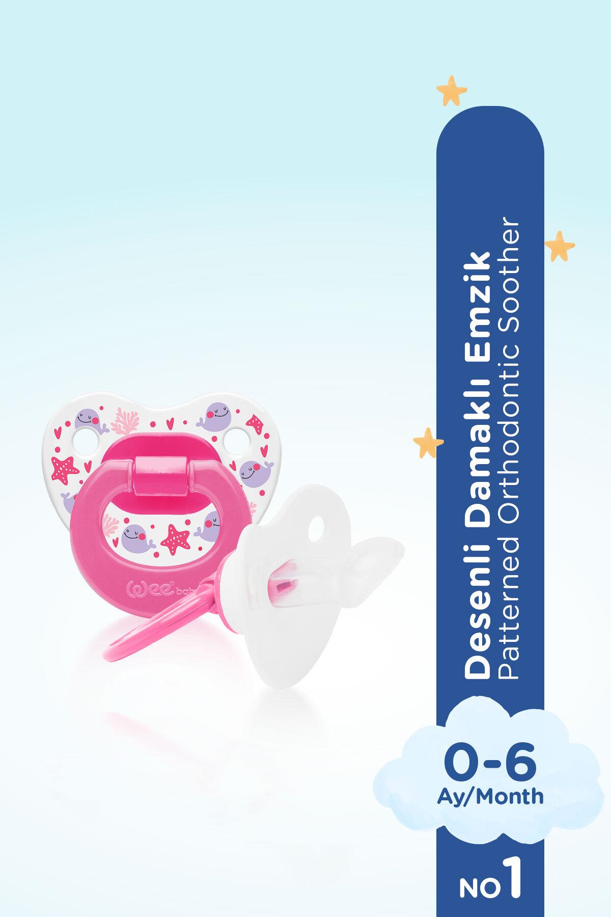 Wee Baby Desenli Damaklı Emzik No:1 0-6 ay Pembe