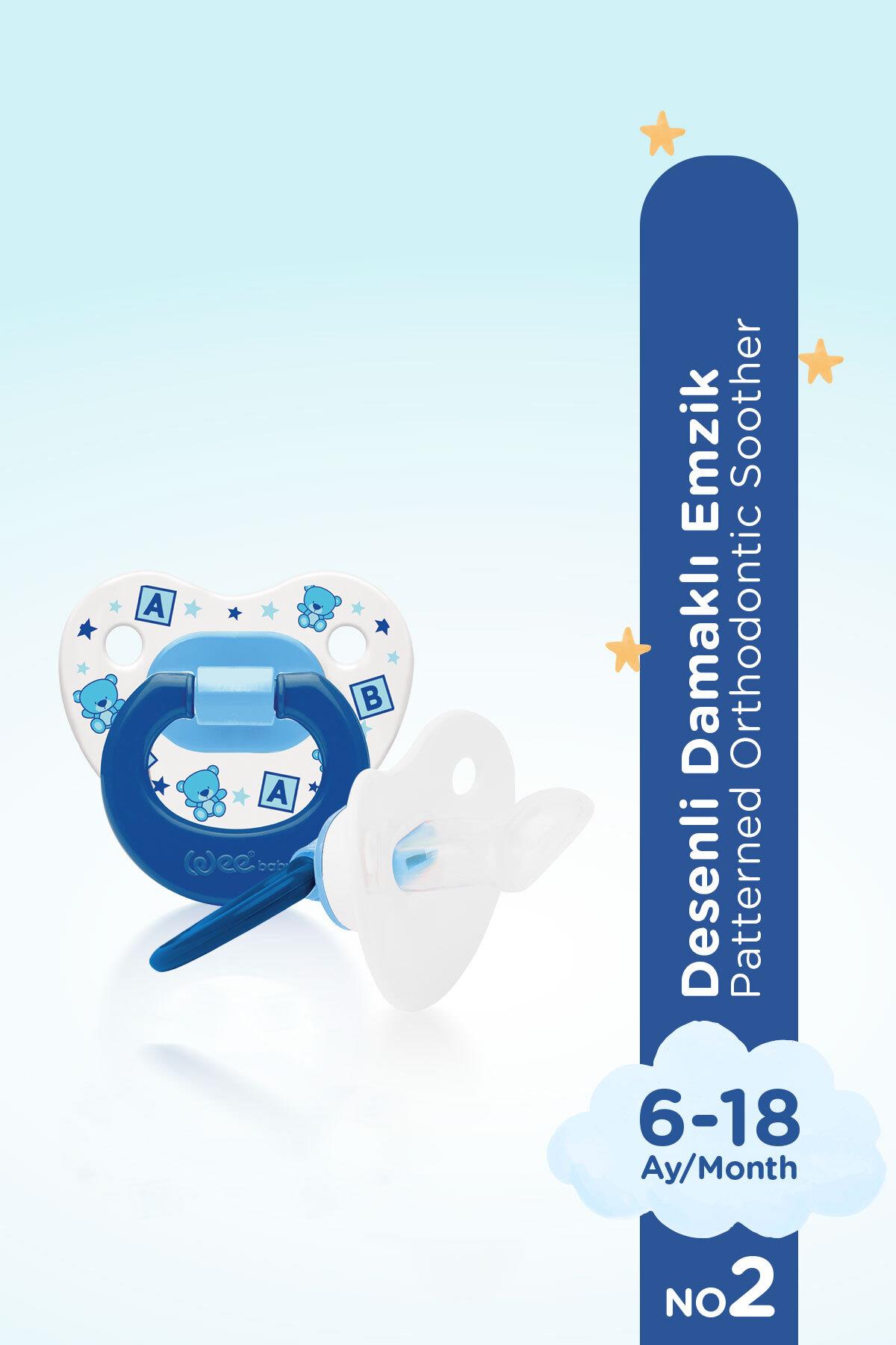 Wee Baby Desenli Damaklı Emzik No:2 6-18 ay Mavi