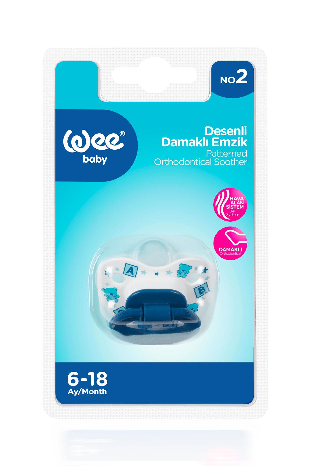 Wee Baby Desenli Damaklı Emzik No:2 6-18 ay Mavi