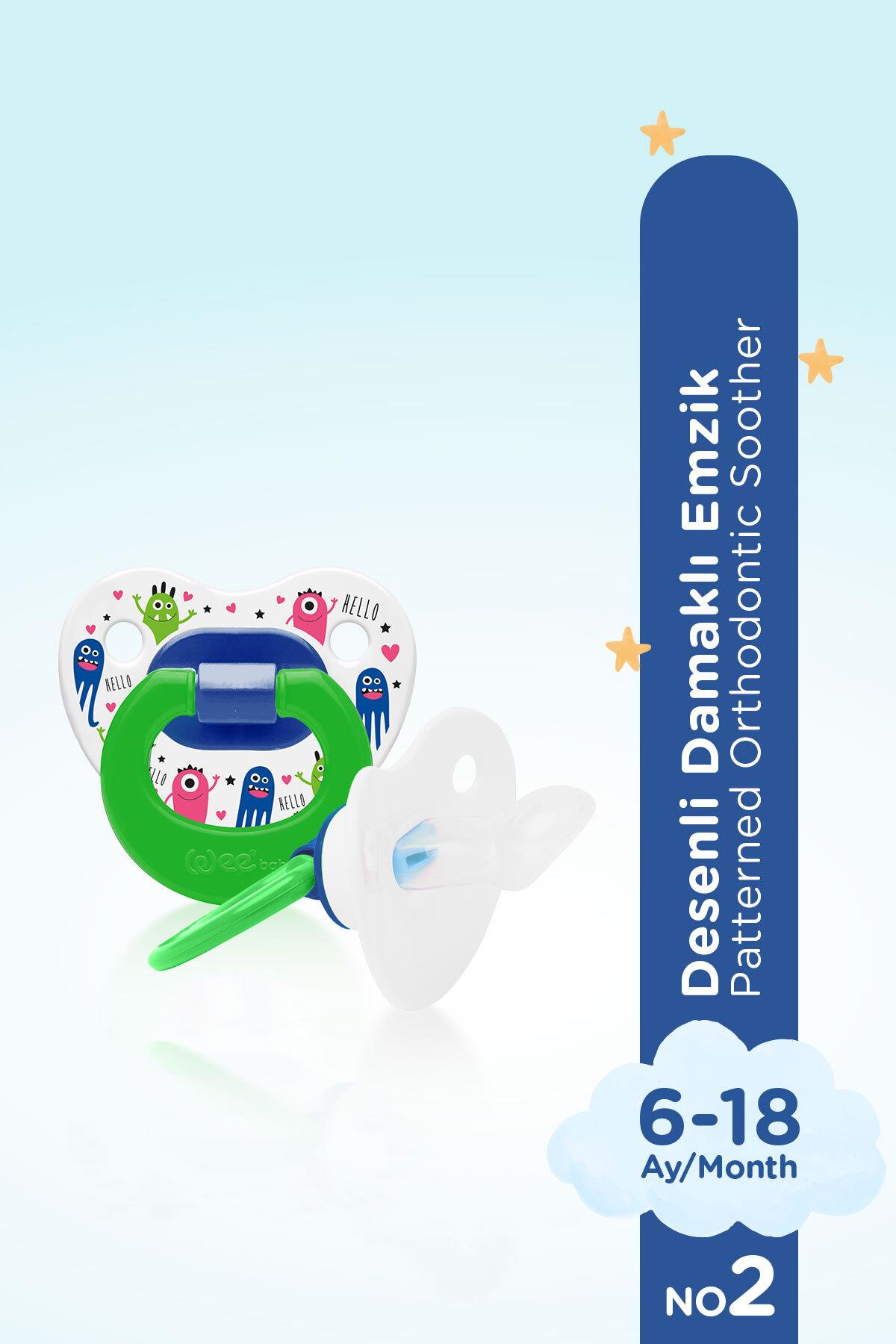 Wee Baby Desenli Damaklı Emzik No:2 6-18 ay Yeşil