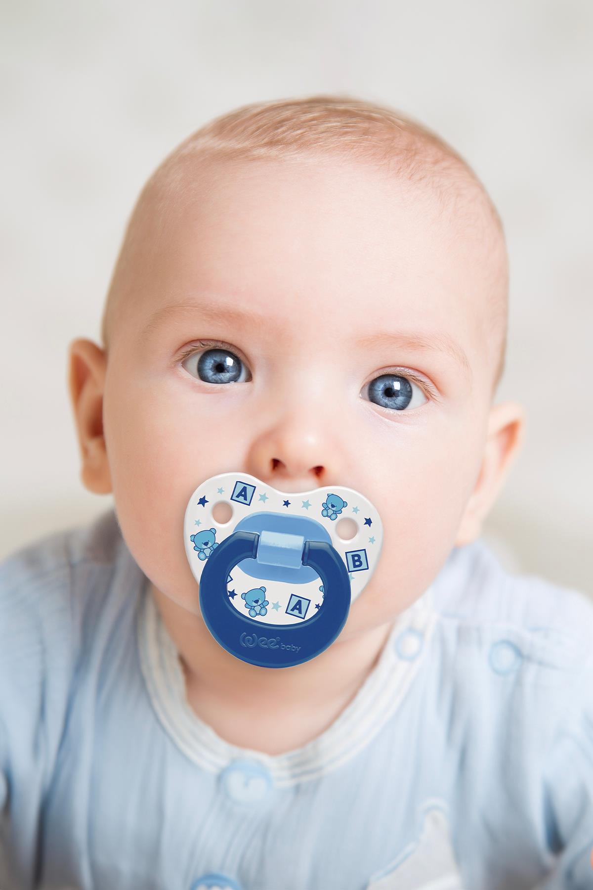Wee Baby Desenli Damaklı Emzik No:2 6-18 ay Mavi