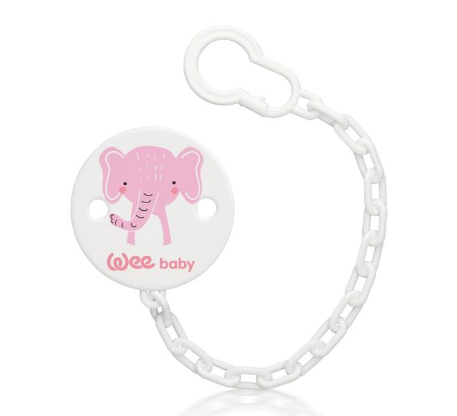 Wee Baby Desenli Emzik Askısı Pembe Fil