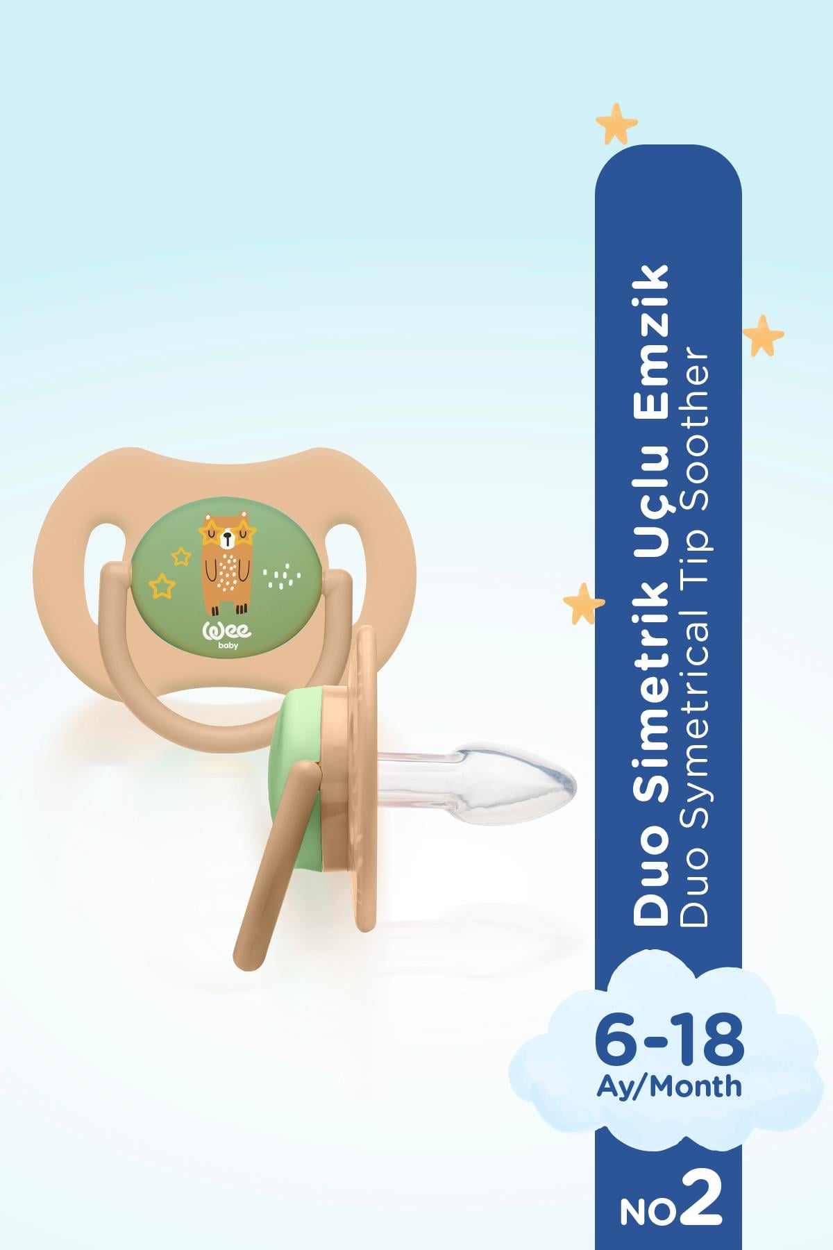 Wee Baby Duo Simetrik Uçlu Emzik 6-18 Ay No:2 6-18 ay
