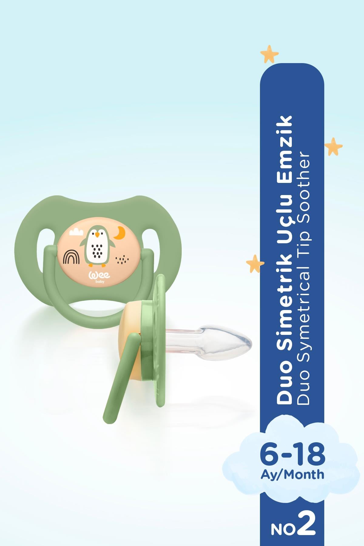 Wee Baby Duo Simetrik Uçlu Emzik 6-18 Ay No:2 6-18 ay