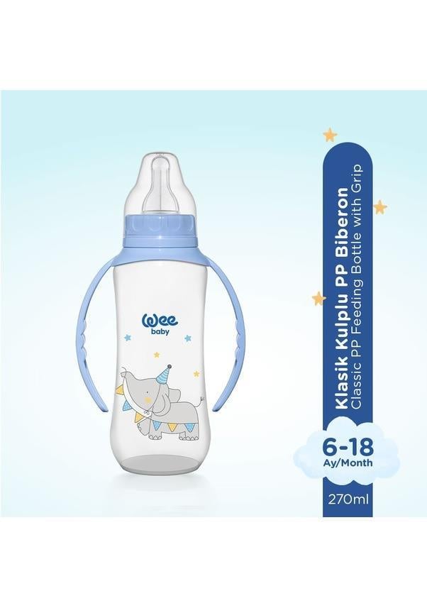 Wee Baby Klasik Kulplu PP Biberon 270 ml 6-18 ay Mavi