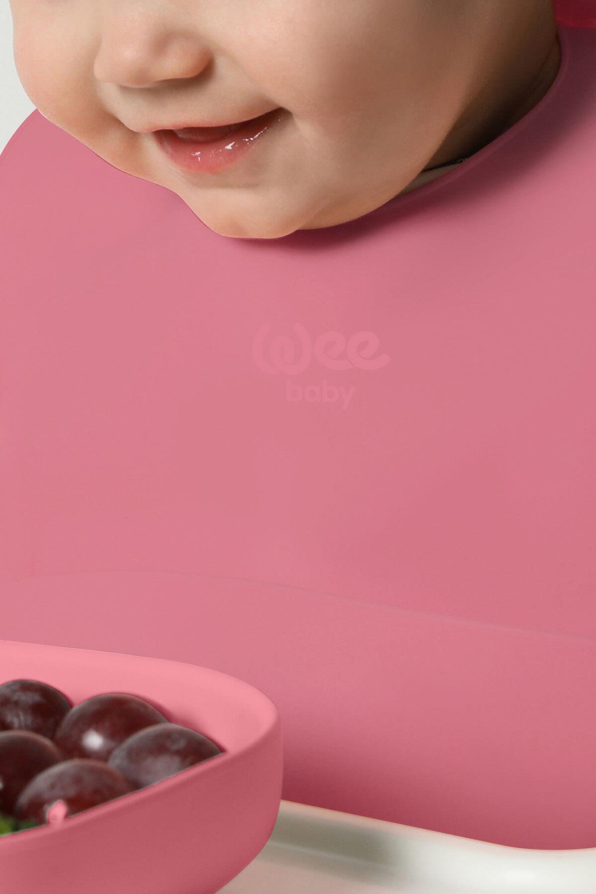 Wee Baby Nanninom Silikon Mama Önlüğü Pembe