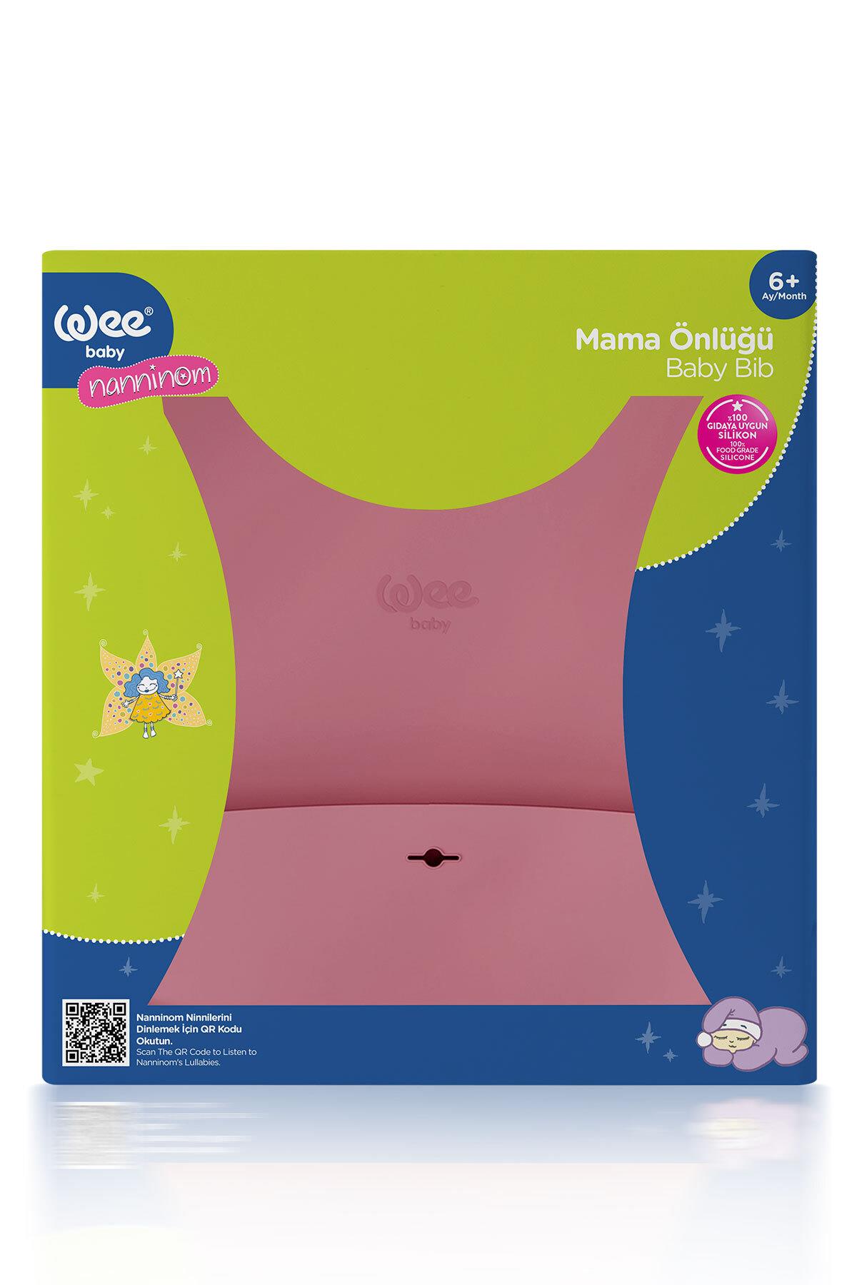 Wee Baby Nanninom Silikon Mama Önlüğü Pembe