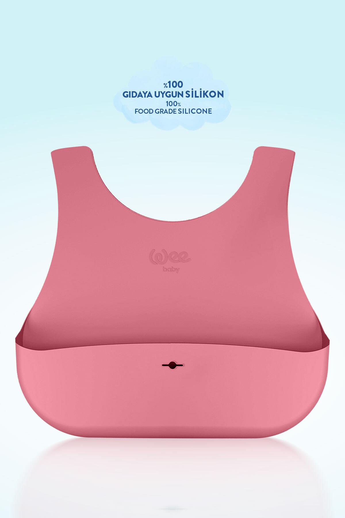 Wee Baby Nanninom Silikon Mama Önlüğü Pembe