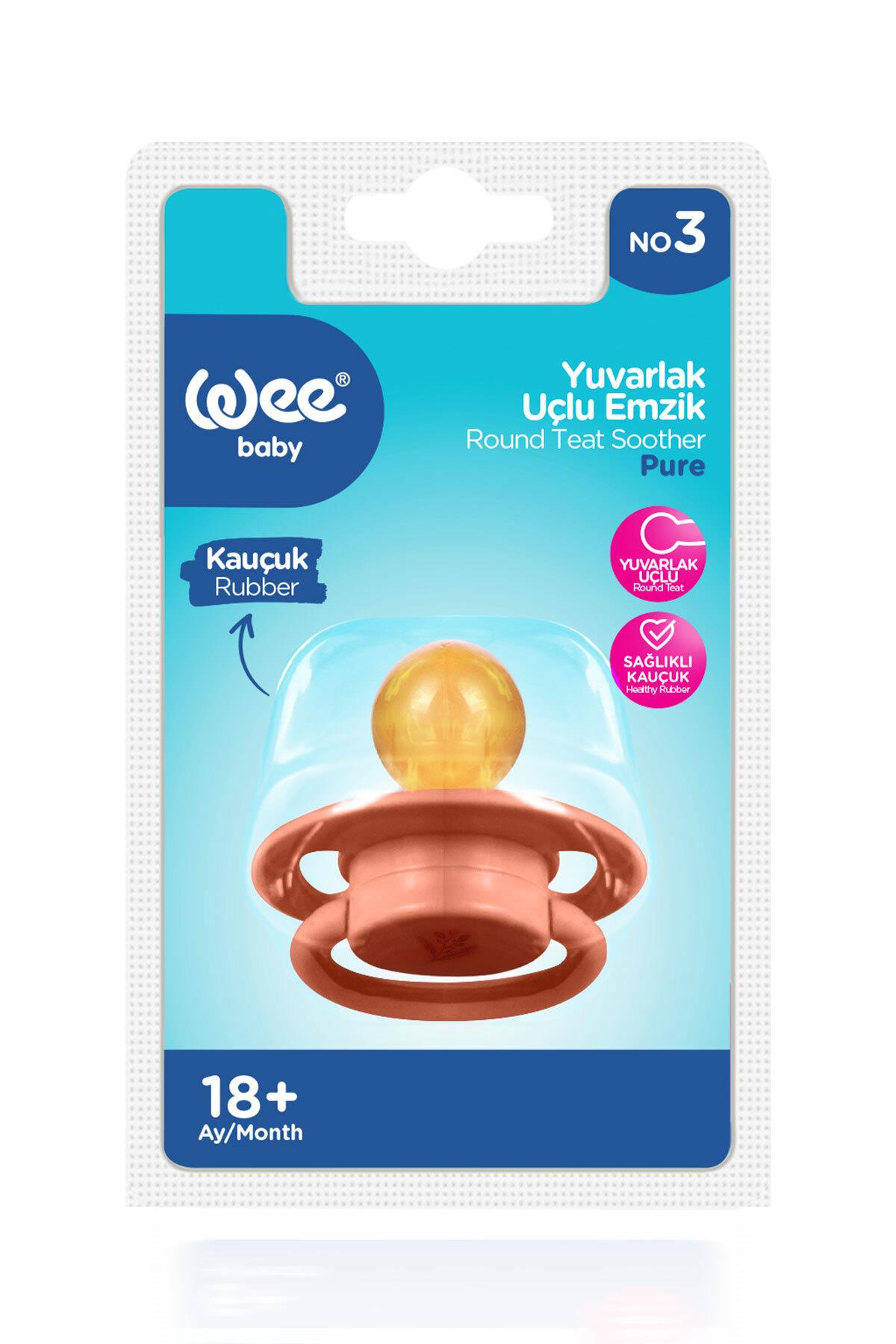 Wee Baby Pure Yuvarlak Uçlu Kauçuk Emzik No:3 18+ ay Somon