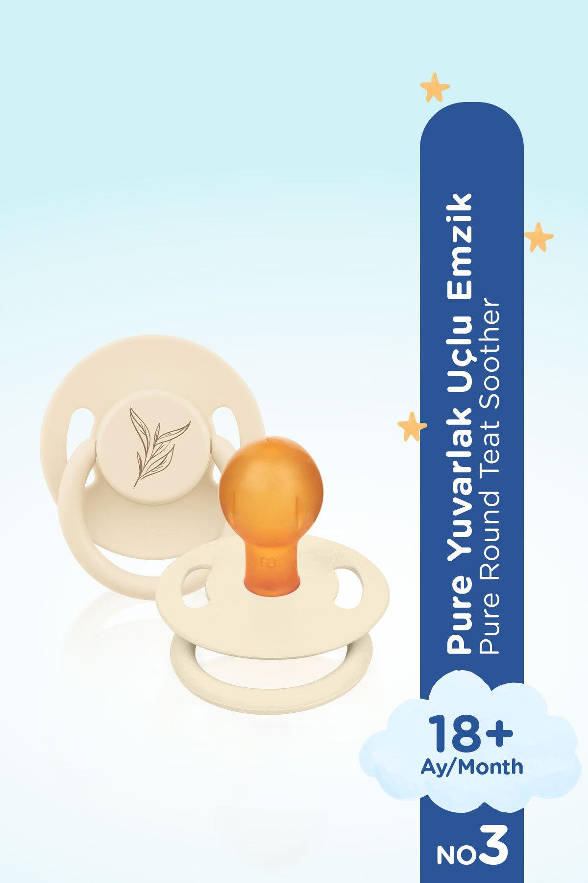 Wee Baby Pure Yuvarlak Uçlu Kauçuk Emzik No:3 18+ ay Krem