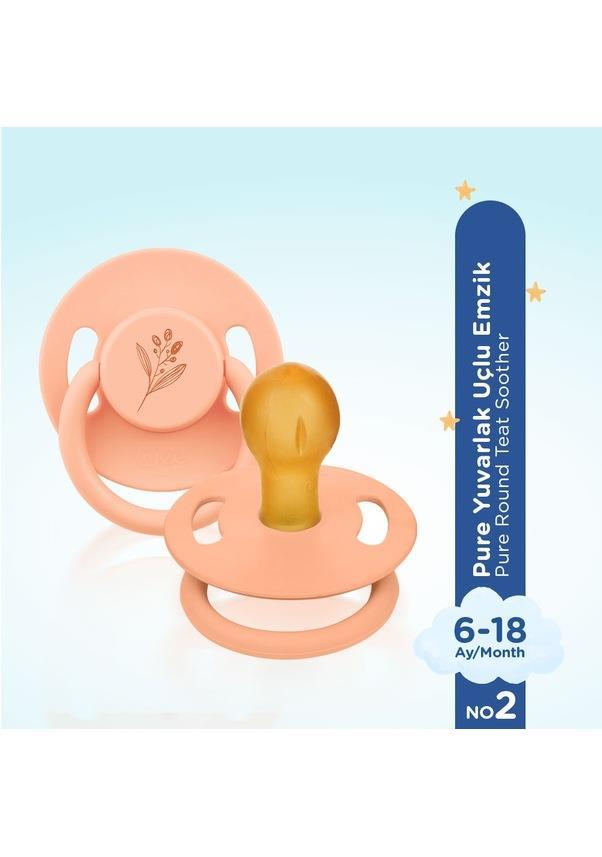 Wee Baby Pure Yuvarlak Uçlu Kauçuk Emzik No:2 6-18 ay Somon