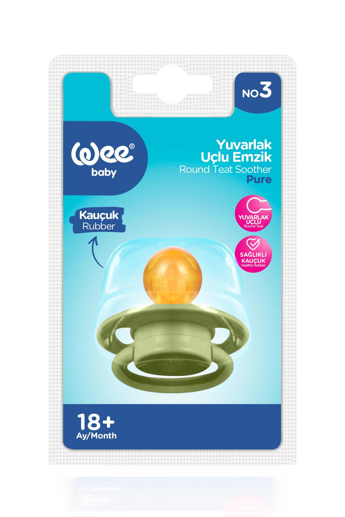 Wee Baby Pure Yuvarlak Uçlu Kauçuk Emzik No:3 18+ ay Yeşil
