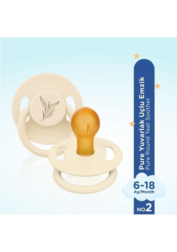 Wee Baby Pure Yuvarlak Uçlu Kauçuk Emzik No:2 6-18 ay Krem