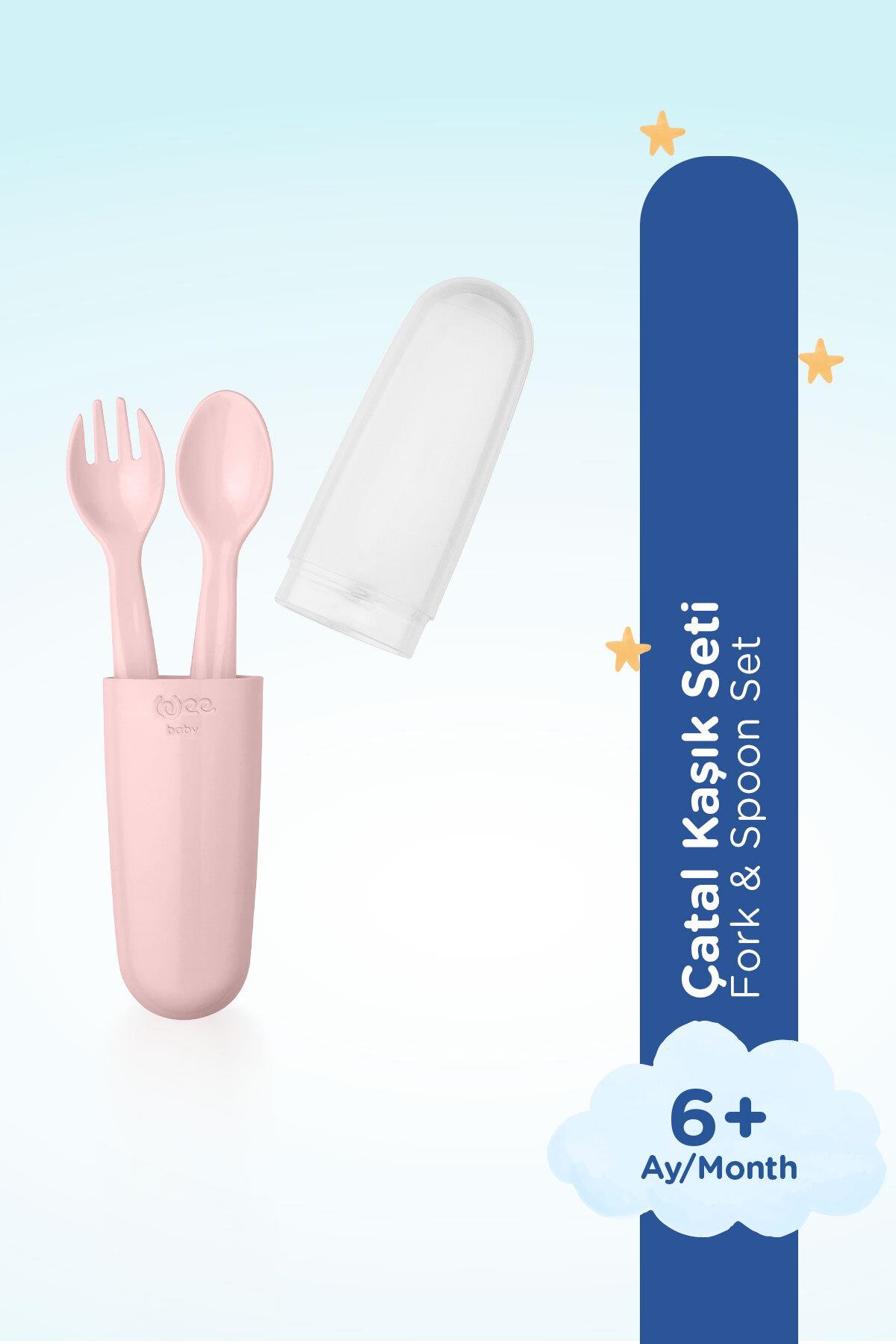 Wee Baby Saklama Kutulu Çatal Kaşık Seti Pembe