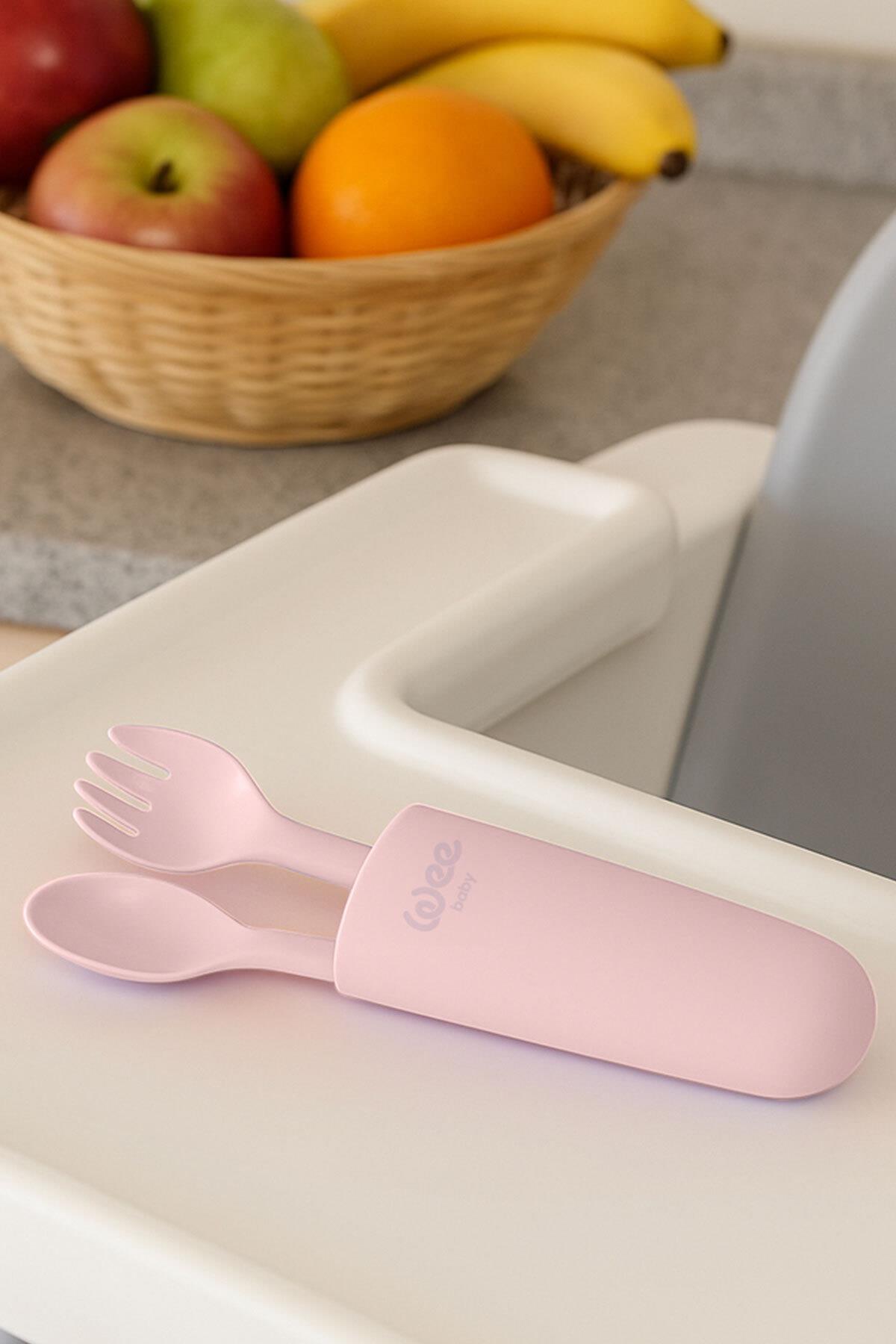 Wee Baby Saklama Kutulu Çatal Kaşık Seti Pembe