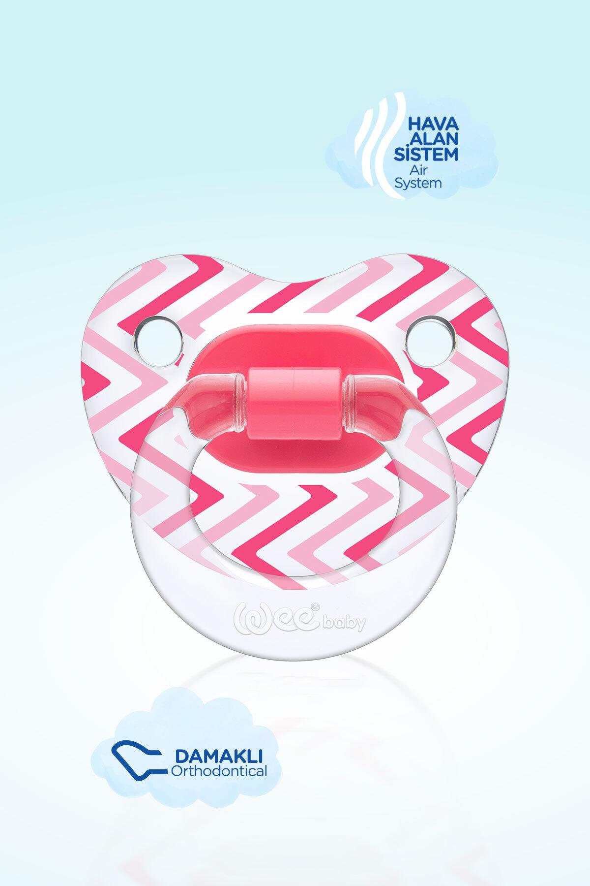 Wee Baby Şeffaf Desenli Damaklı Emzik No:1 0-6 ay Pembe