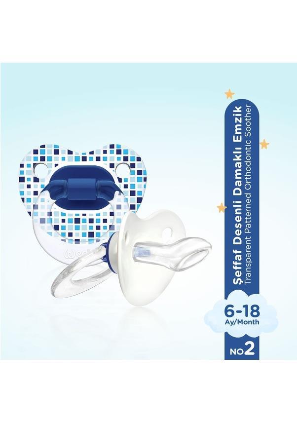 Wee Baby Şeffaf Desenli Damaklı Emzik No:2 6-18 ay Mavi
