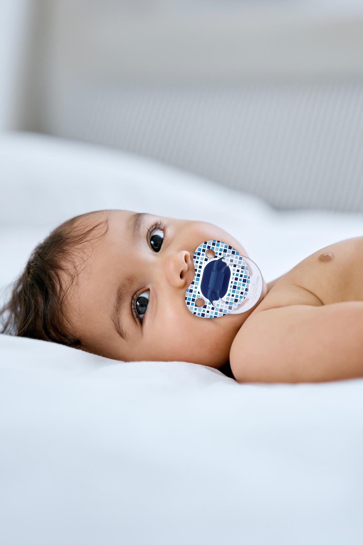 Wee Baby Şeffaf Desenli Damaklı Emzik No:1 0-6 ay Mavi