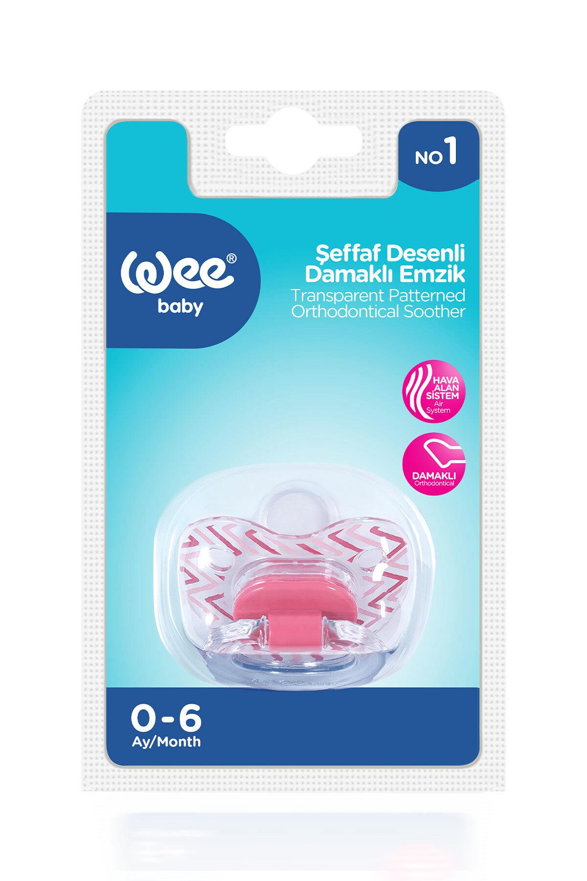 Wee Baby Şeffaf Desenli Damaklı Emzik No:1 0-6 ay Pembe
