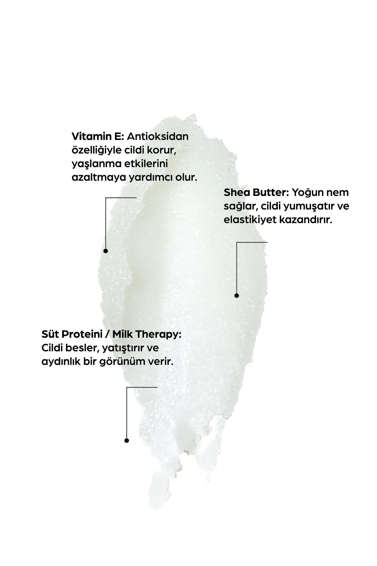 WOU World of Unique Milk Therapy Body Scrub Sıkılaştırıcı,Arındırıcı,Nemlendirici Vücut Peelingi 250 ml
