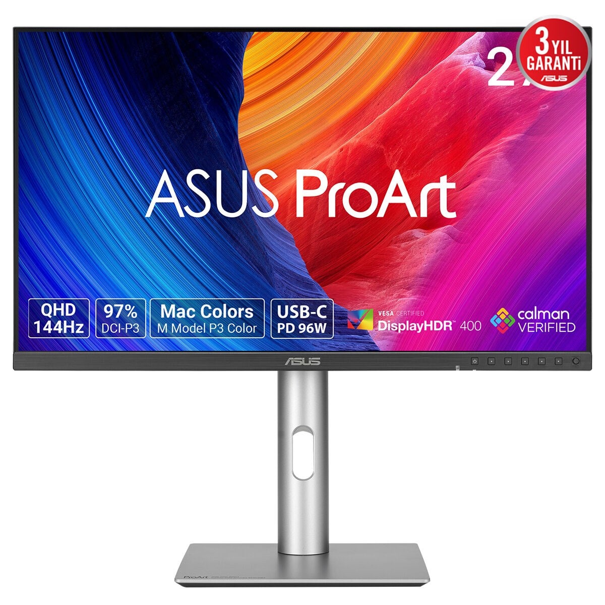 27 ASUS PROART PA278CGRV 144HZ 5MS DAHİLİ HOPARLÖR PİVOT VESA DİSPLAYHDR 400 QHD IPS MONİTÖR