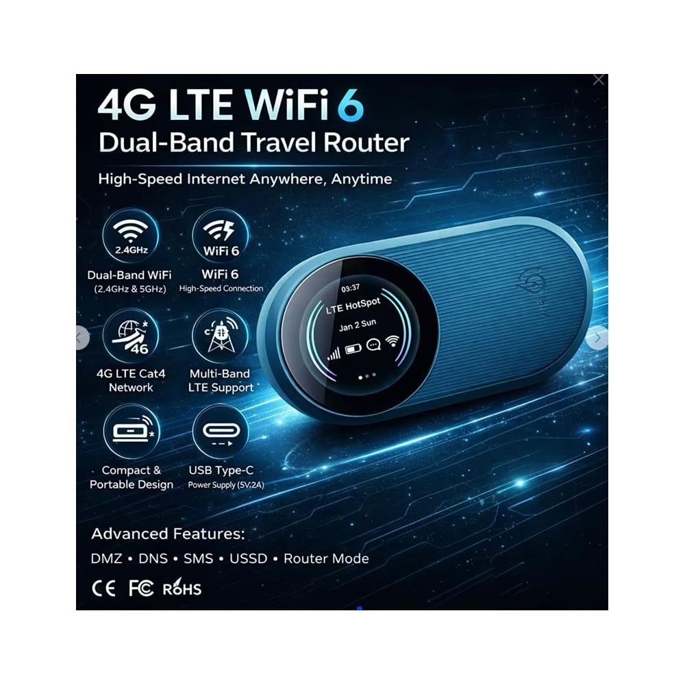 4G LTE Mobil Sim Kartlı WiFi 6 Router 3000mah Taşınabilir Hotspot Modem(kayıtlı)
