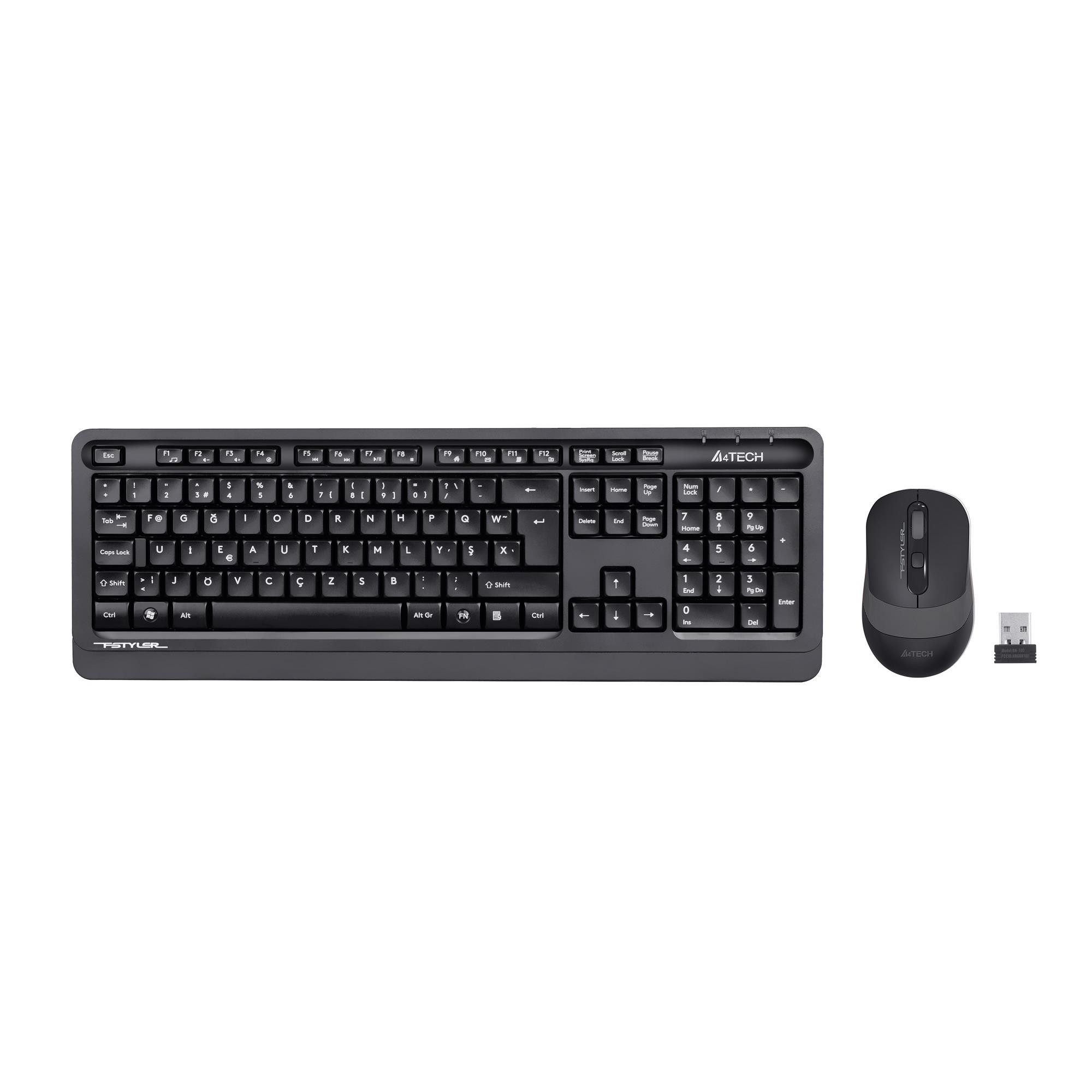 A4 TECH FG1010 KABLOSUZ STANDART GRİ F KLAVYE MOUSE