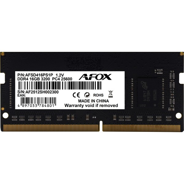 AFOX 16GB DDR4 3200MHZ CL22 NOTEBOOK BELLEK / VALUE AFSD416PS1P