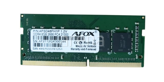 AFOX 8GB DDR4 2666MHZ CL19 NOTEBOOK RAM / VALUE AFSD48FH1P