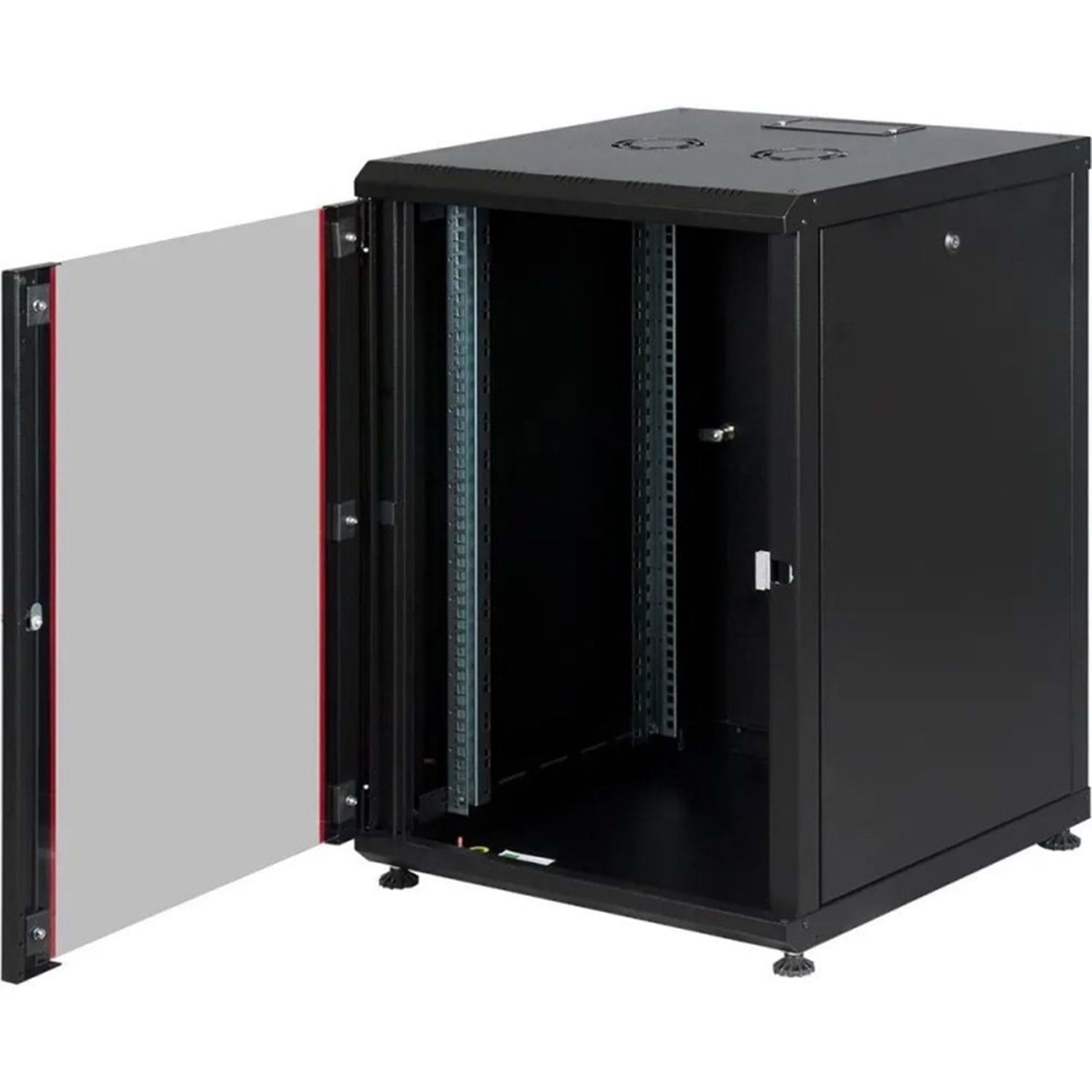 AGER 16U 600x800mm Dikili Tip Siyah Kabinet Agena AG-AN16U6080S1 Cam Kapak