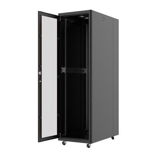 AGER 22U 600x1000mm Dikili Tip Siyah Kabinet Vega AG-VB22U6010S1 Cam Kapak