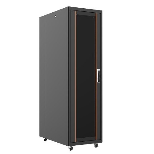 AGER 26U 600x1000mm Dikili Tip Siyah Kabinet Vega AG-VB26U6010S1 Cam Kapak