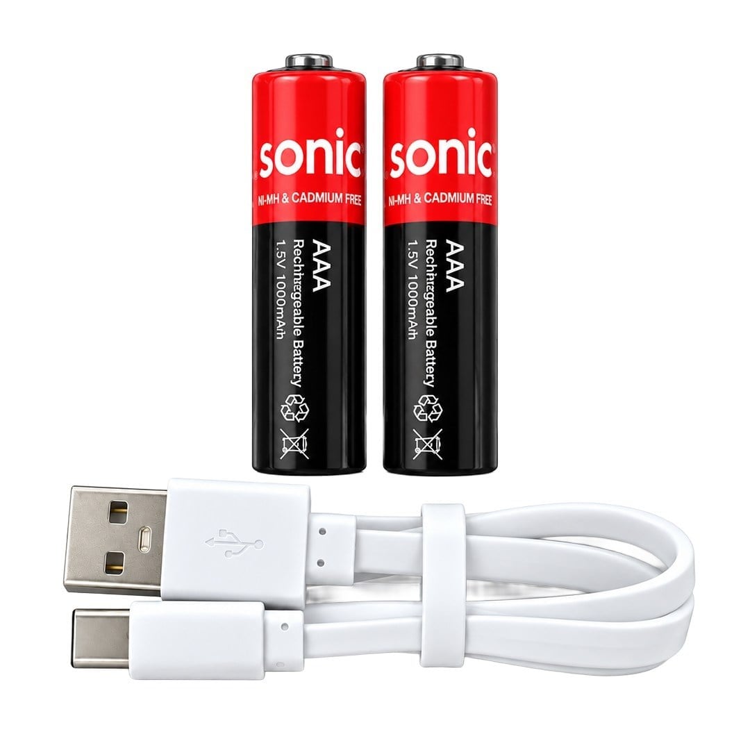 Asonic PL400 İnce 1.5V 400 mAh-750 Mvh Type-C Şarjlı 2'li AAA Pil