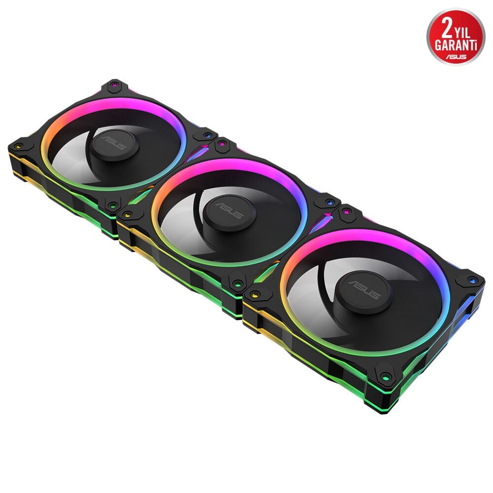 ASUS PRIME 120MM MR120 ARGB 1600RPM 58CFM PWM Aura Sync Siyah Kasa Fanı 3'lü paket 90DA00I0-B09020