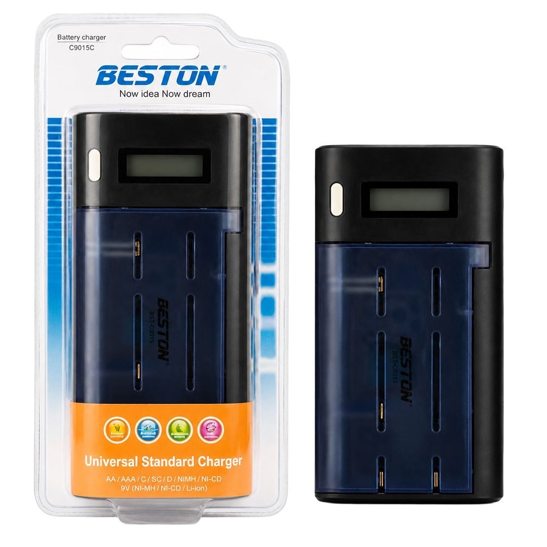 Beston BST-C9015C (AA-AAA-C-D-9V-SC) Universal Tüm Boylar Dijital Ekranlı Pil Şarj Cihazı