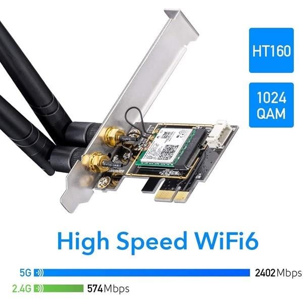 CUDY WE3000 AX5400 Wi-Fi 6E Bluetooth 5.3 PCI-E Kablosuz Ağ Adaptörü