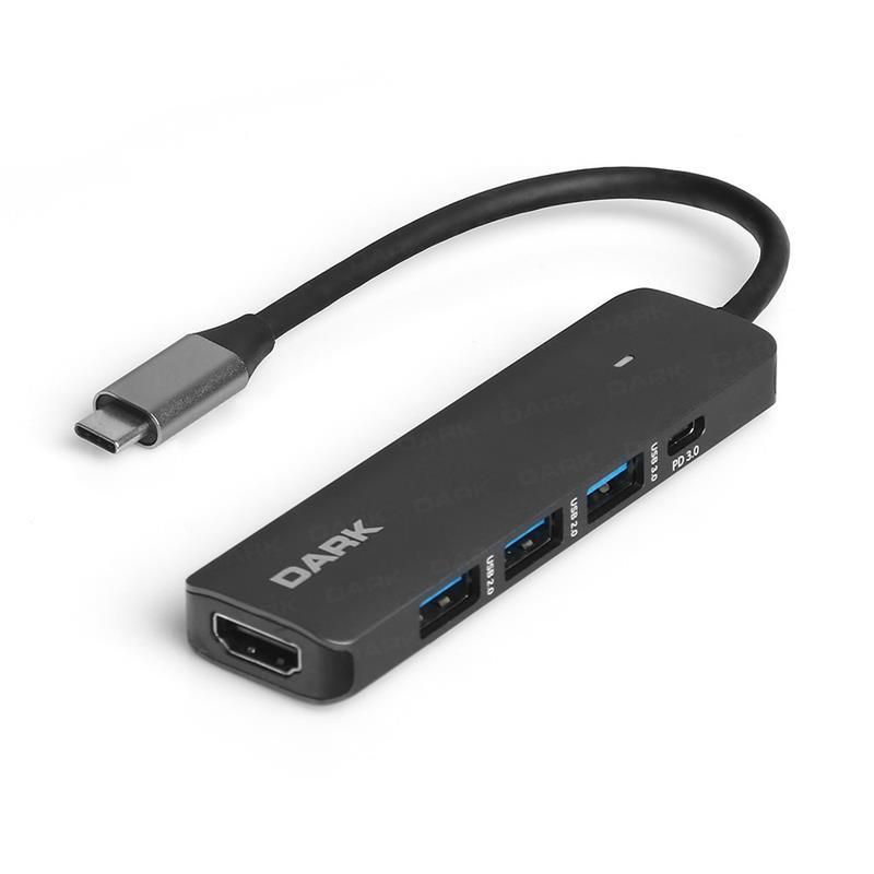 DARK USB 3.1 GEN1 TYPE-C 5 IN 1 HDMI / USB 3.0 - USB 2.0 / USB-C - USB-C PD DÖNÜŞTÜRÜCÜ ÇEVİRİCİ HUB